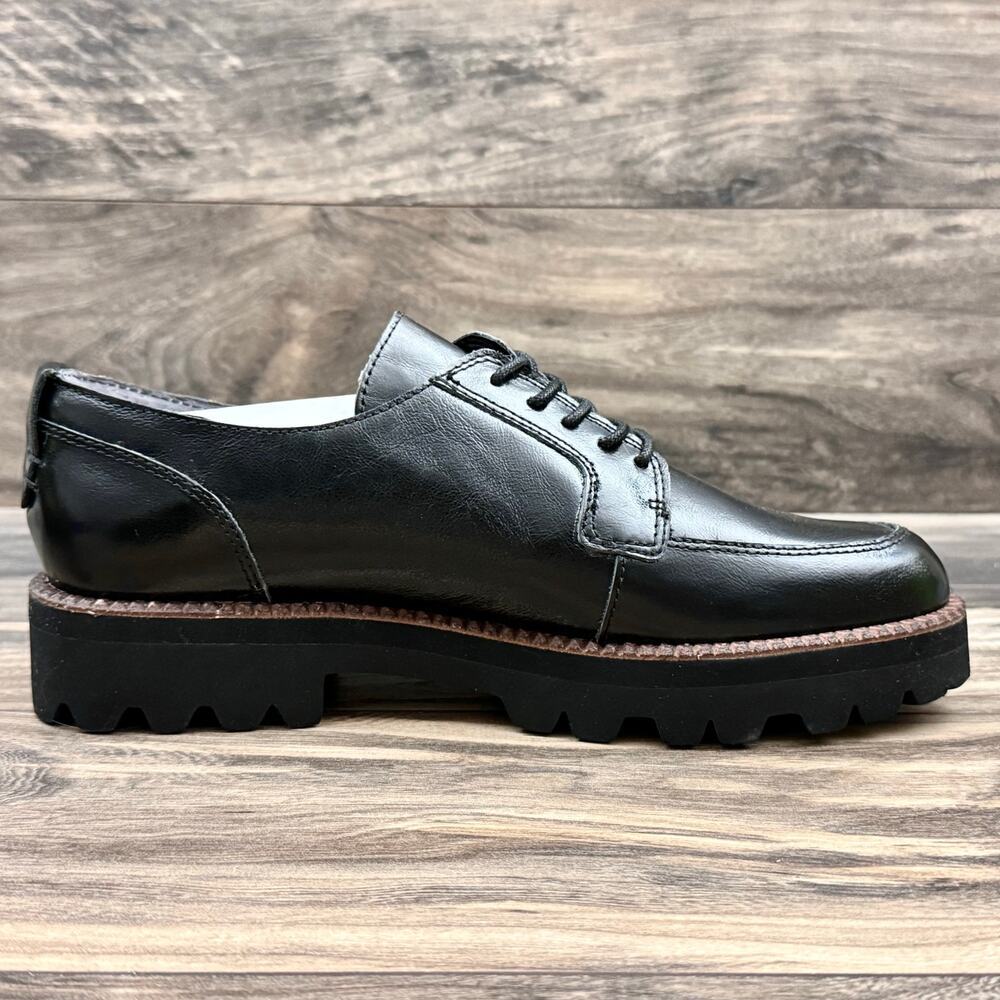 NIB Dolce Vita Morna 8.5 Chunky Lug Sole Lace Up Preppy Oxford Crinkle Patent - Picture 8 of 11